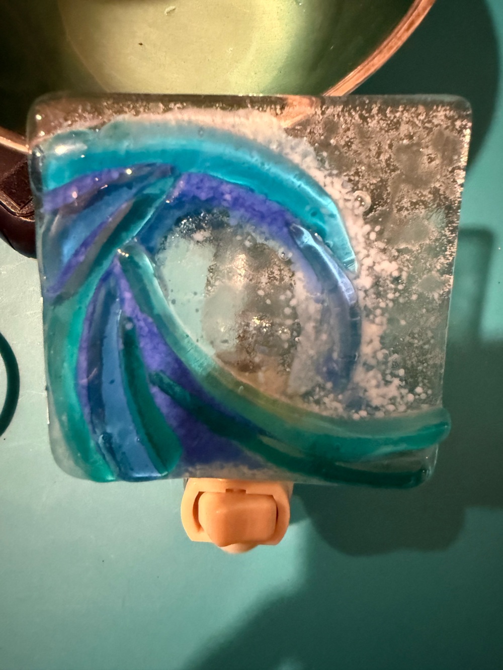 Handmade Fused Glass Decorative Nightlight in Teal and Blue